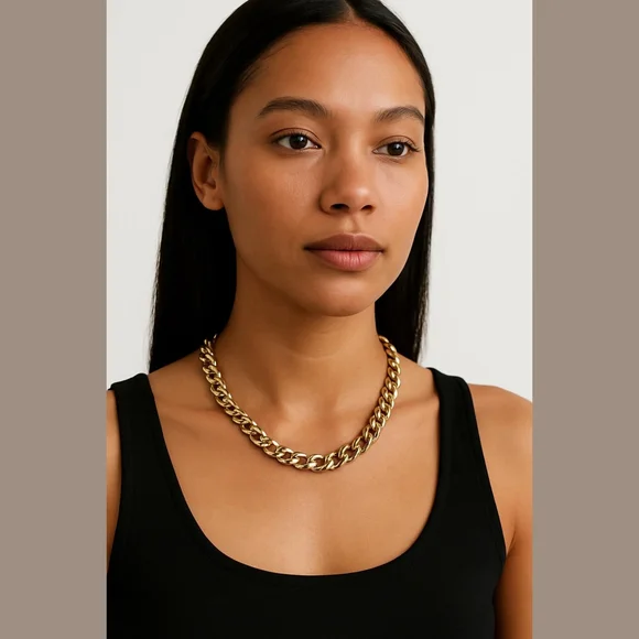 Unbranded Gold Tone Chain Necklace Women's 18 Inch - Picture 1 of 4